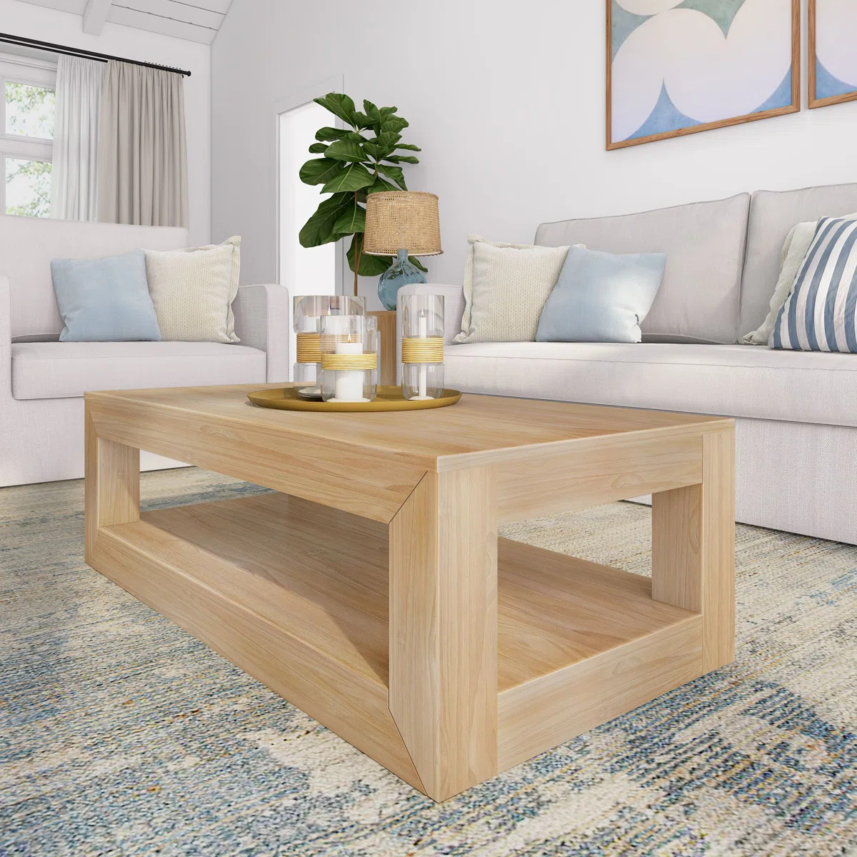 Casmey Solid Wood Rectangle Coffee Table with Storage | Wayfair North America