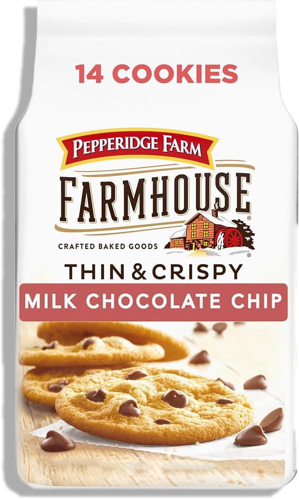 Pepperidge Farm Farmhouse Thin and Crispy Milk Chocolate Chip Cookies, 6.9 OZ Bag (14 Cookies) | Amazon (US)