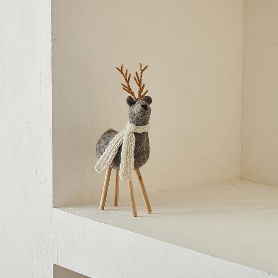 Decorative Felt Reindeer, Natural Brown, Small | West Elm (US)