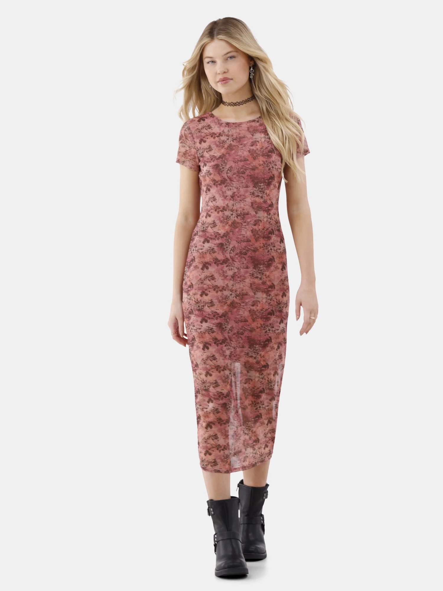 No Boundaries Mesh Maxi Dress, Women's and Women's Plus - Walmart.com | Walmart (US)