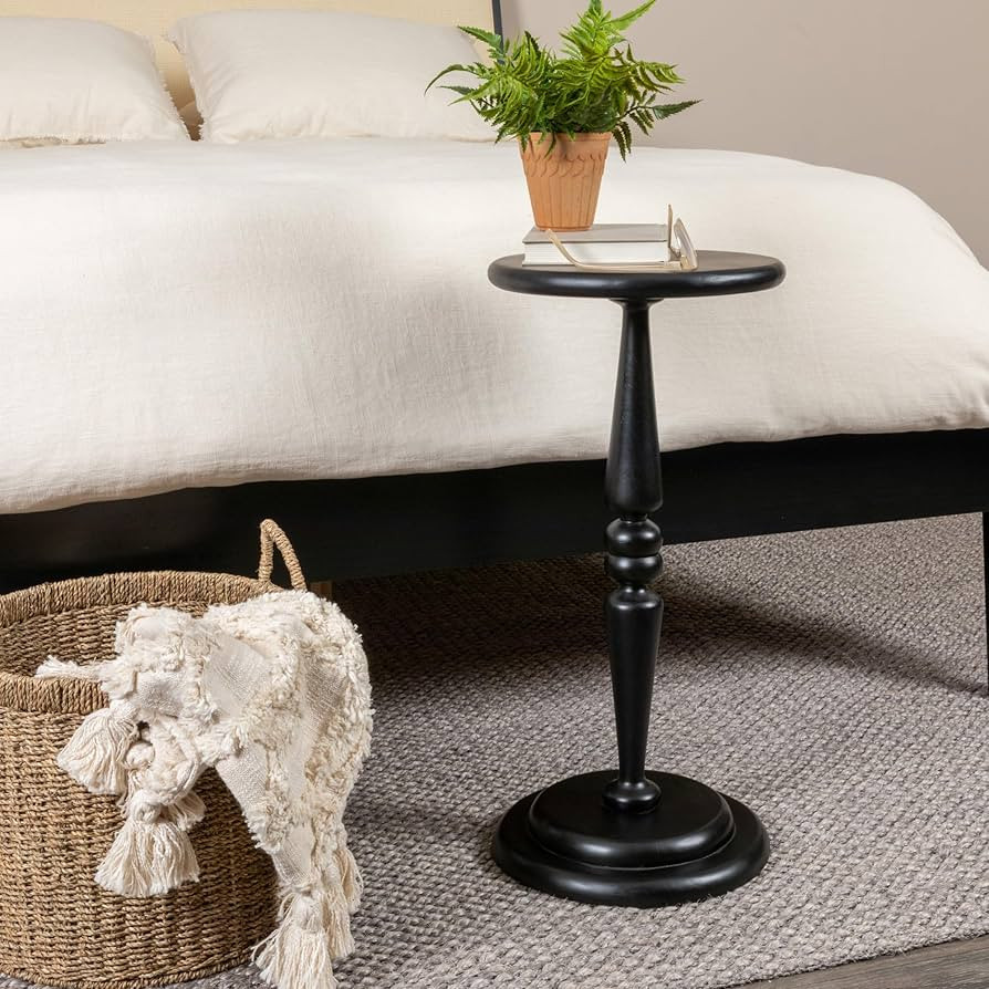 Creative Co-Op Bishop Pedestal Cocktail Side Table, Black | Amazon (US)