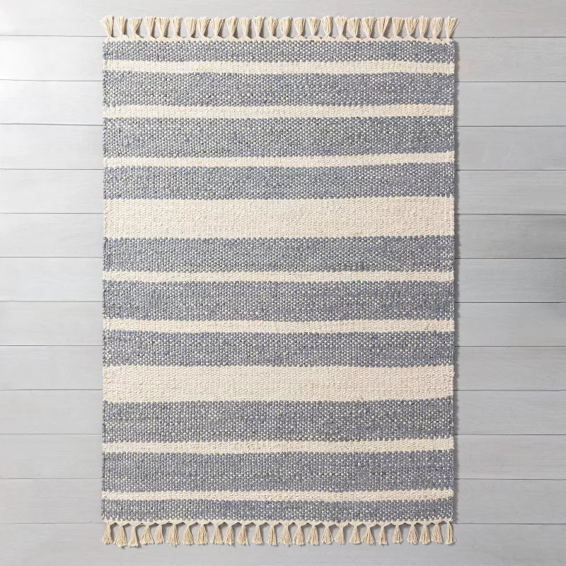 Jute Stripe with Tassel Fringe Rug Gray - Hearth & Hand™ with Magnolia | Target