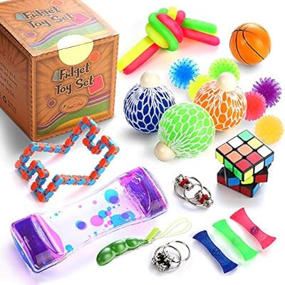 Sensory Fidget Toys Set, 25 Pcs., Stress Relief and Anti-Anxiety Tools Bundle for Kids and Adults... | Amazon (US)