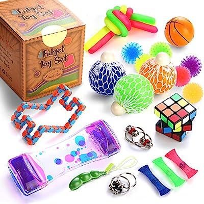 Sensory Fidget Toys Set, 25 Pcs., Stress Relief and Anti-Anxiety Tools Bundle for Kids and Adults... | Amazon (US)