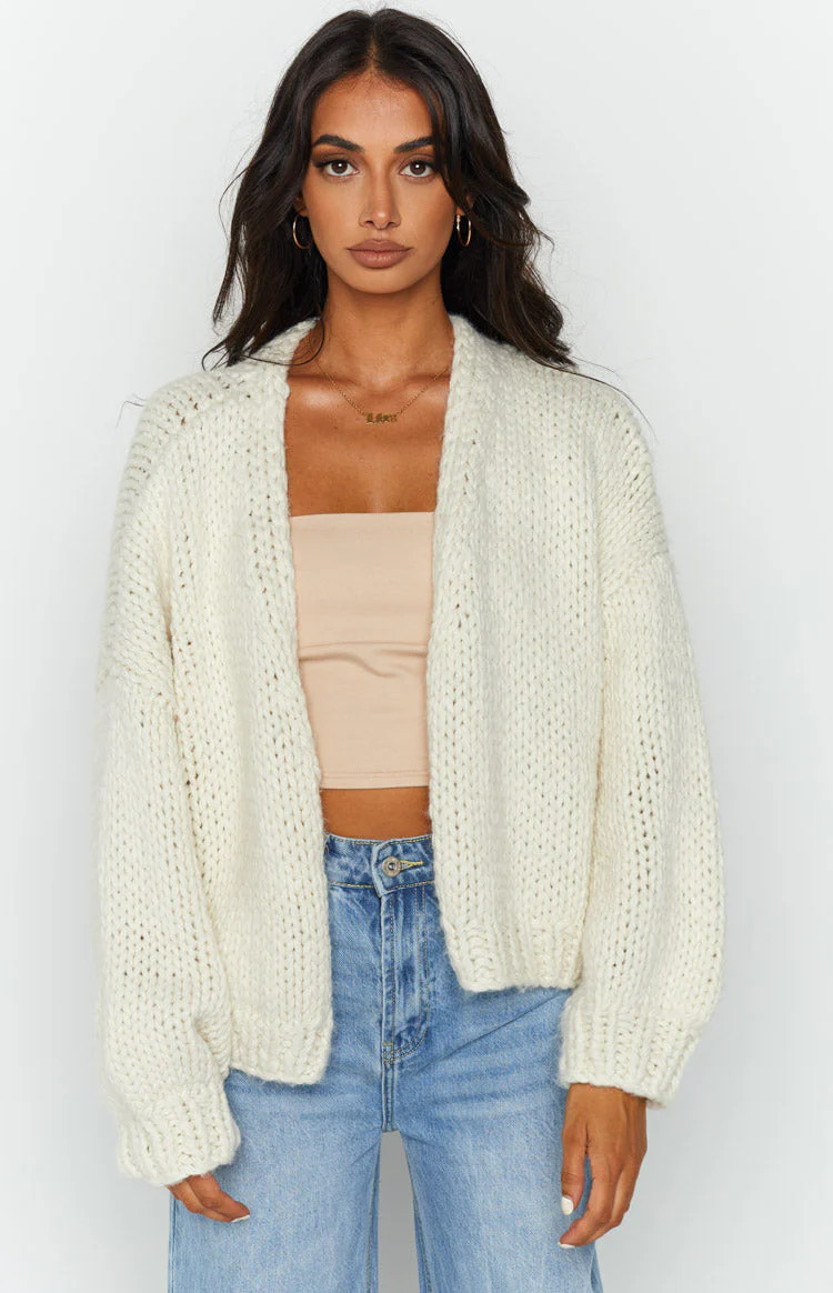 Bad Habits Cream Knit Cardigan | Beginning Boutique (US)