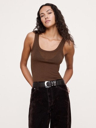 Sheer Lyocell-Wool Scoop-Neck Tank | Banana Republic (US)