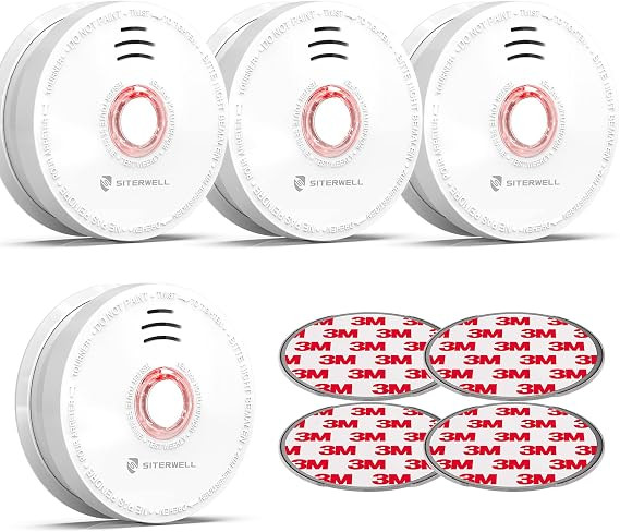 SITERWELL Smoke Detector Fire Alarm with Magnetic Fastening Kit and Built-in Battery, Fire Safety... | Amazon (US)