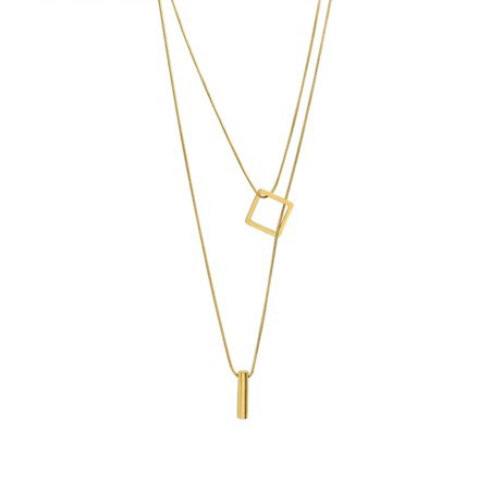 KKQ Gold Layered Necklaces for Women Girls 18K Gold Plated Dainty Circular Column Pendant Chain Neck | Walmart (US)