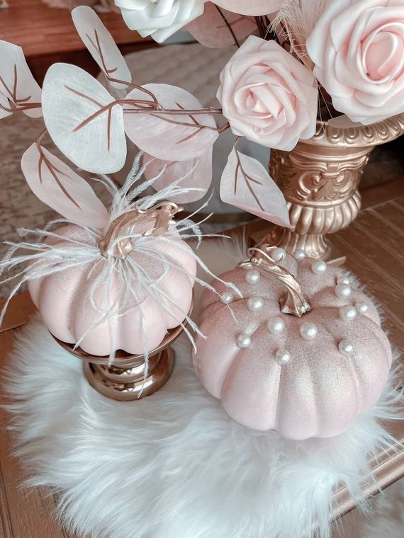 Wedding Pumpkin Set of Two/wedding Pumpkins/glam Pumpkins/pink - Etsy | Etsy (US)