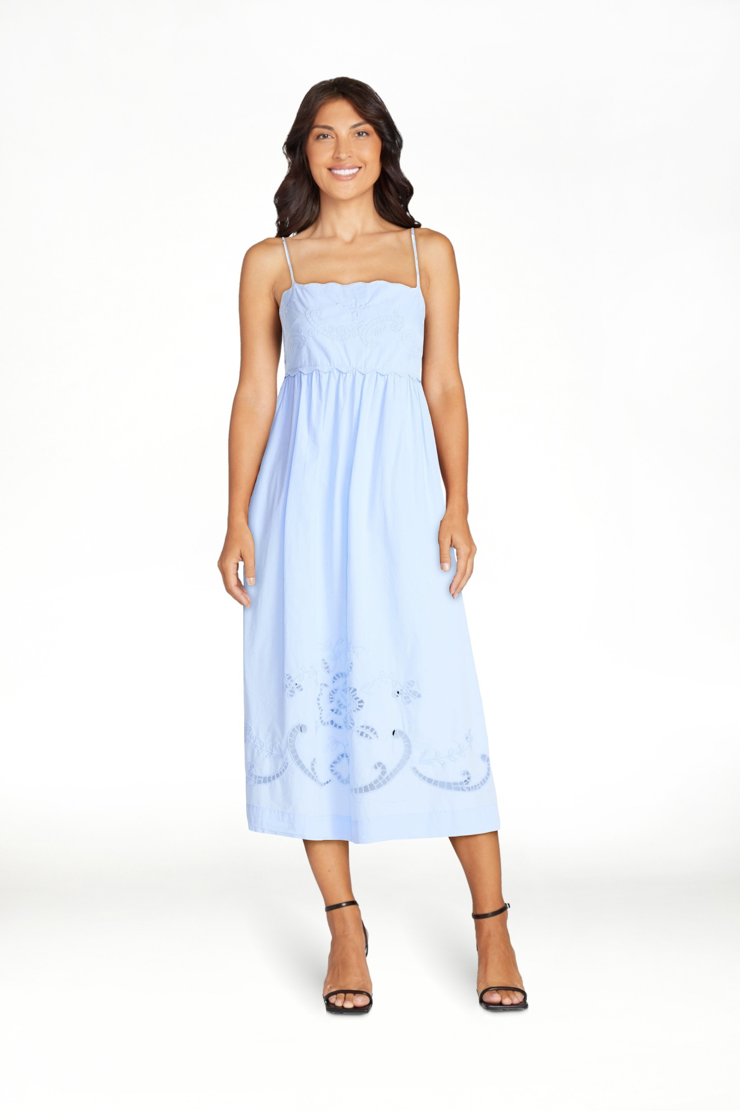 Free Assembly Women’s Embroidered Cotton Midi Dress, Sizes XS-XXL | Walmart (US)