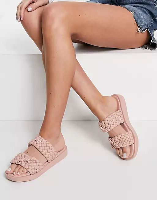 Qupid woven flatform sandals in pink | ASOS (Global)