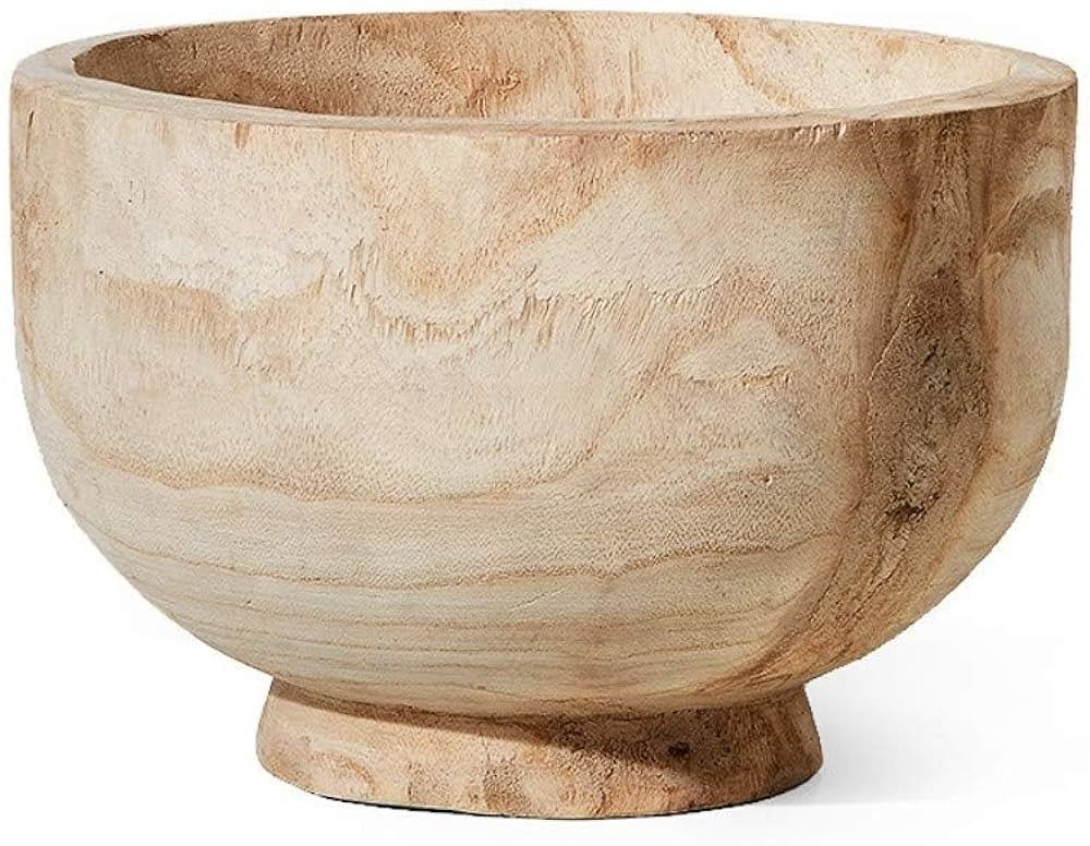 Serene Spaces Living 11" Paulownia Wood Round Bowl, Handmade Wooden Decorative Bowl Fruit Basket ... | Amazon (US)