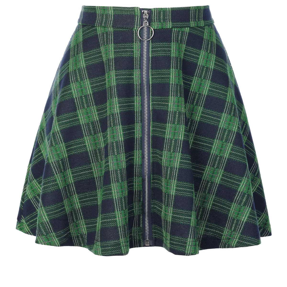 Allegra K Women's Plaid A-Line Zip Up High Waisted Skater Skirt | Target
