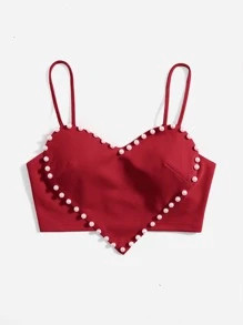 SHEIN ICON Pearls Trim Asymmetrical Hem Cami Top SKU: sw2111101682239186(1000+ Reviews)Trending Y... | SHEIN