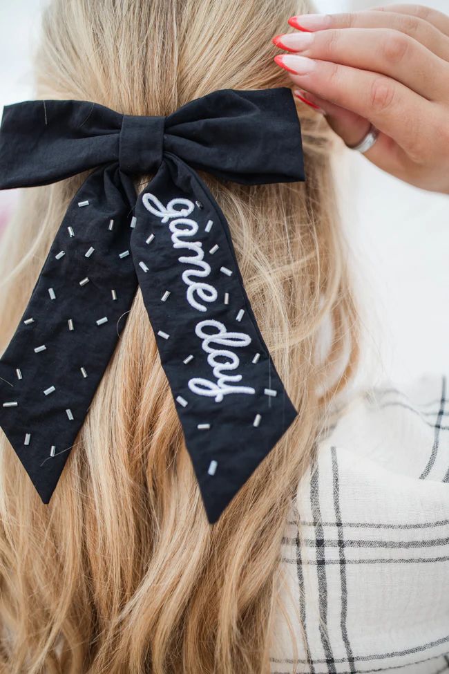 Black Gameday Bow | Pink Lily