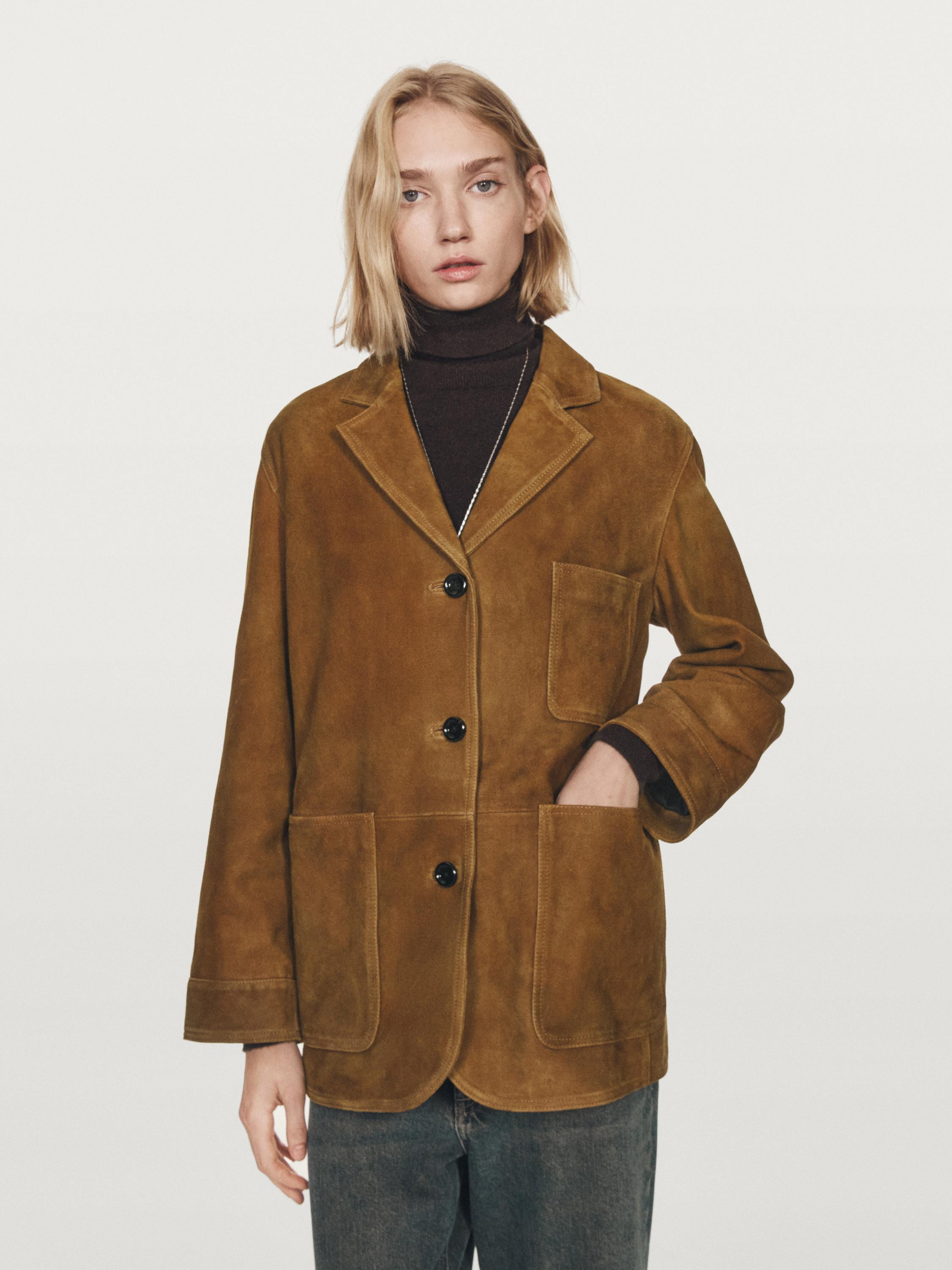 Blazer aus Wildleder mit Taschen | Massimo Dutti DE