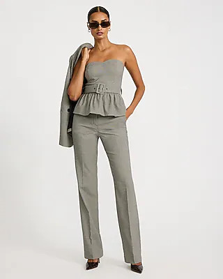Express Women's Editor Mini Houndstooth Mid Rise Bootcut Pant 4 Long | Express
