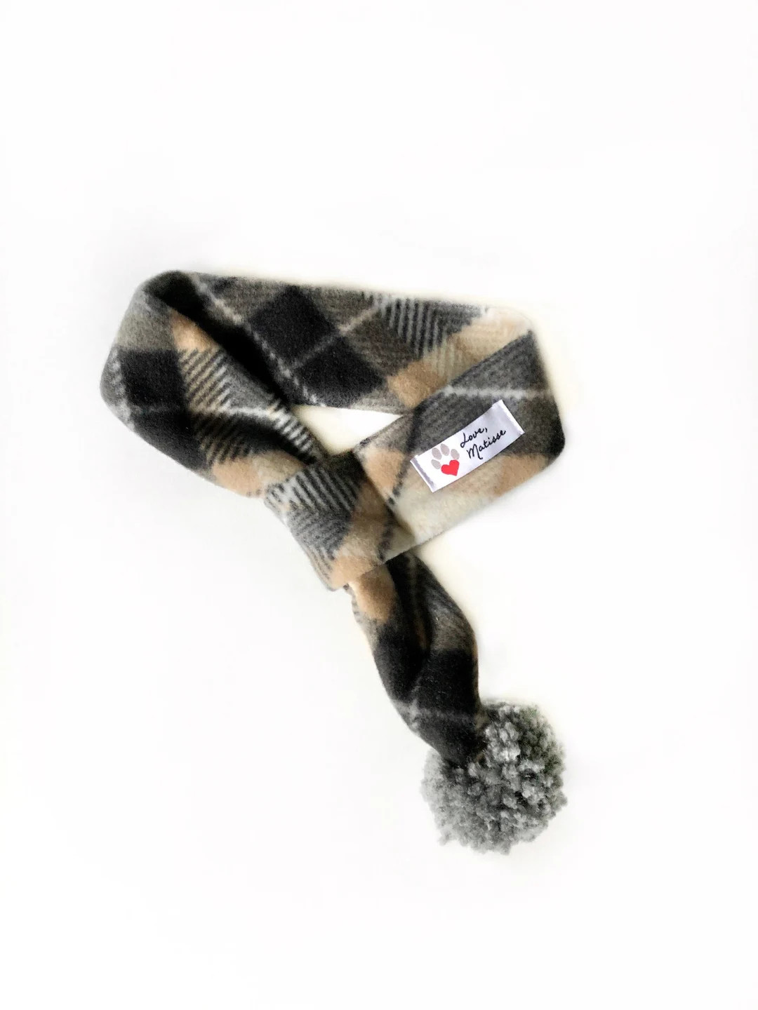 Brown Plaid Dog Scarf, Holiday Dog Scarf, Pom Dog Scarf, Christmas Scarf, Winter Dog Scarf, Cute ... | Etsy (US)