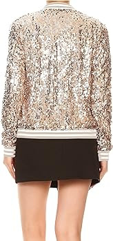 Amazon.com: Anna-Kaci Womens Sequin Jacket Bomber Coat 1989 Slitter Outfit For Concert Party, Cha... | Amazon (US)