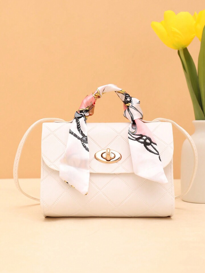Bow Decor, Silk Scarf Decorated Small Square Bag For Daily Shopping | SHEIN