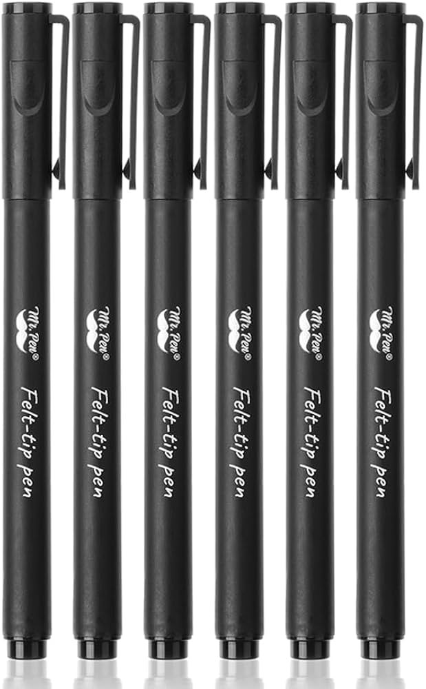Mr. Pen- Black Felt Tip Pens, Fine Point, 6 Pack, Fast Drying, No Smear | Amazon (US)