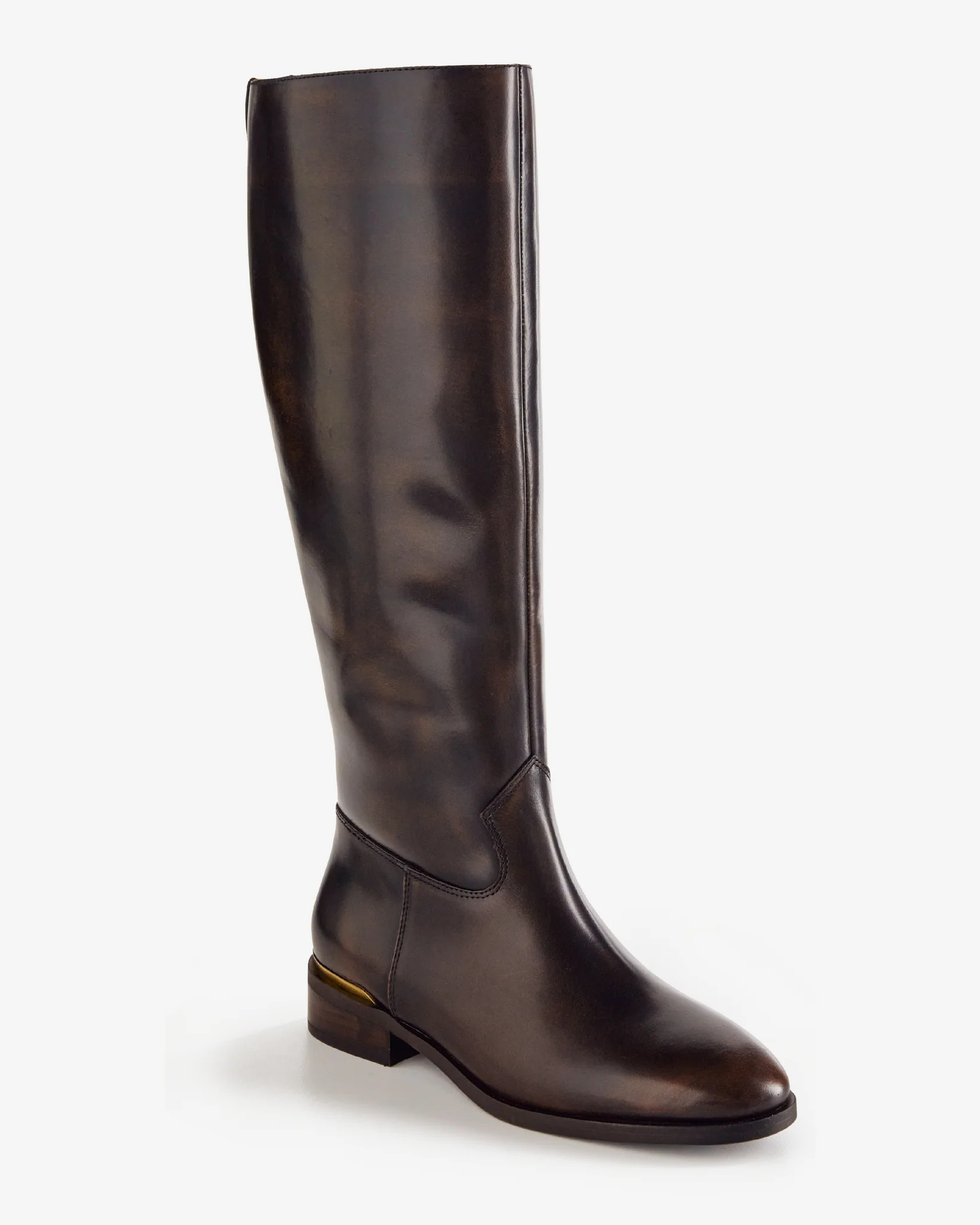 Vince Camuto Gold Detail Riding Boot - Brown | Boston Proper