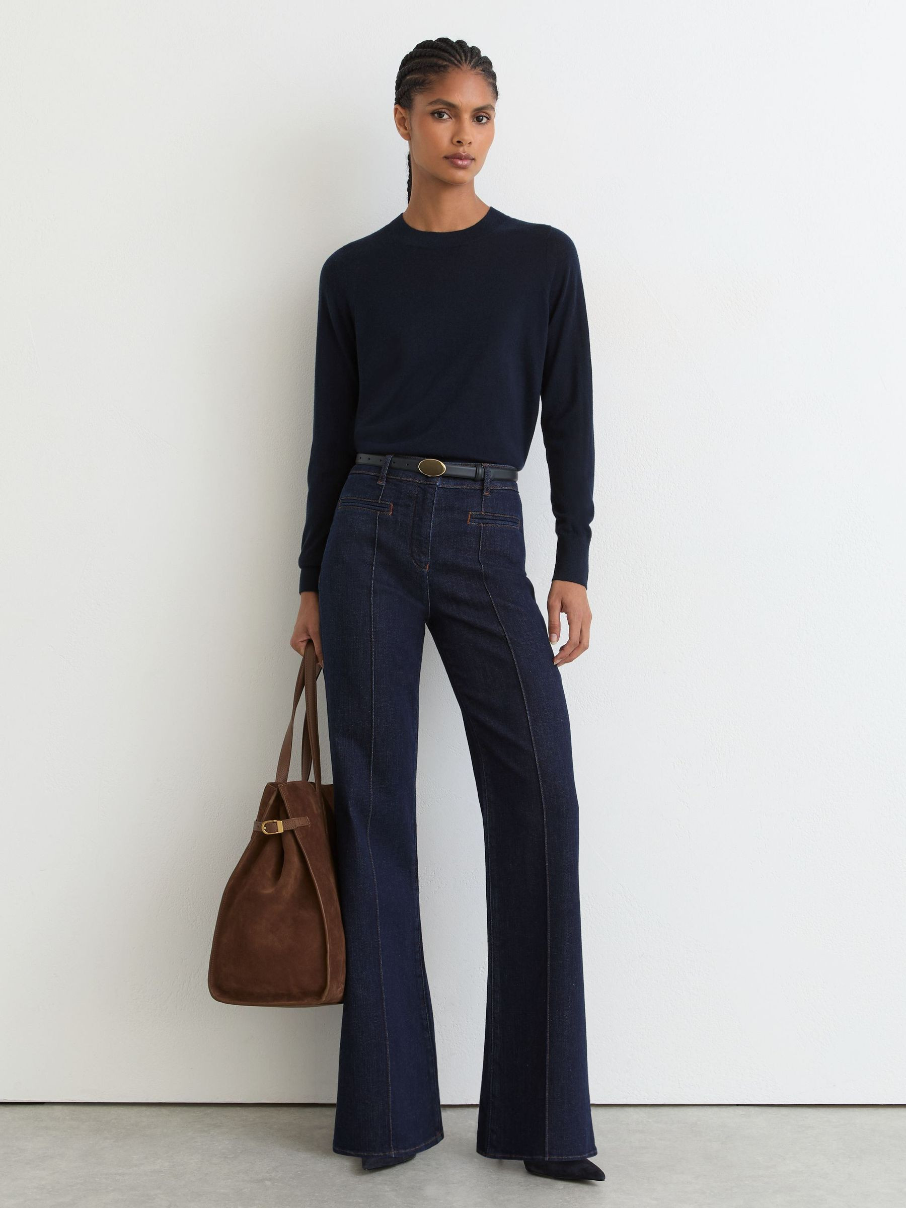 Reiss Merino Wool Crew-Neck Jumper in Navy - REISS | Reiss UK