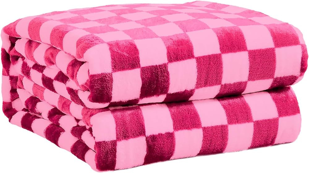 FY FIBER HOUSE Checkered Flannel Fleece Throw Blanket Soft Cozy Checkerboard Grid Print Chessboar... | Amazon (US)