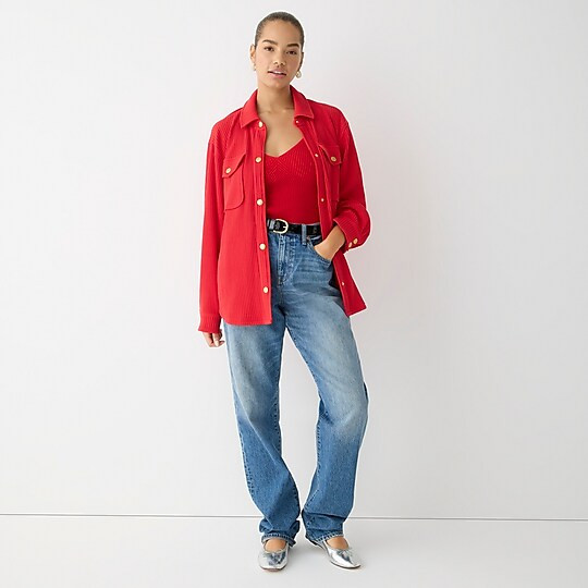 Waffle-knit shirt-jacket | J. Crew US