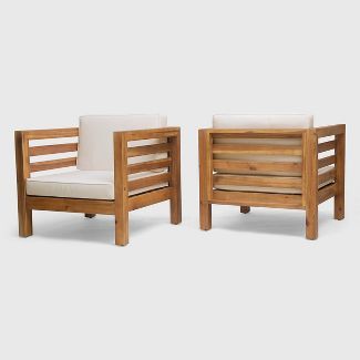 Oana 2PK Acacia Wood Club Chairs - Christopher Knight Home | Target
