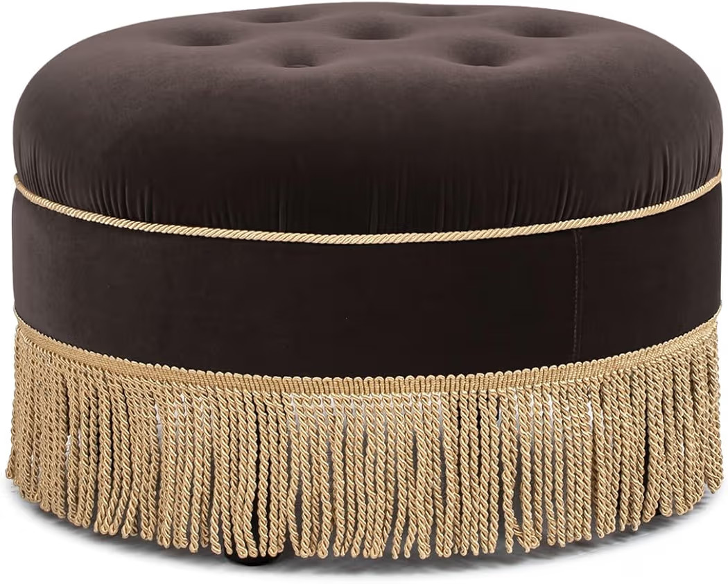 Jennifer Taylor Home Yolanda 24" Round Upholstered Accent Ottoman, Deep Brown Performance Velvet | Amazon (US)