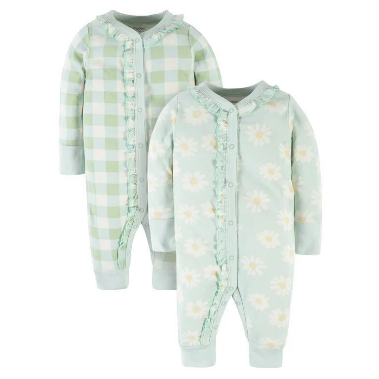 Modern Moments by Gerber Baby Girl Coveralls, 2-Pack, Sizes Newborn-24M | Walmart (US)