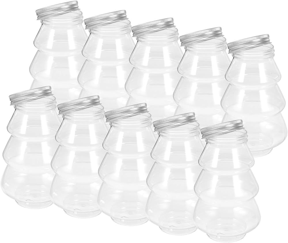 Hemoton 10pcs Christmas Plastic Juice Bottles with Lid 500ml Christmas Tree Shaped Water Bottles ... | Amazon (US)