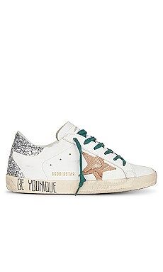 Golden Goose Super-Star Sneaker in White, Taupe, Beige, & Silver from Revolve.com | Revolve Clothing (Global)