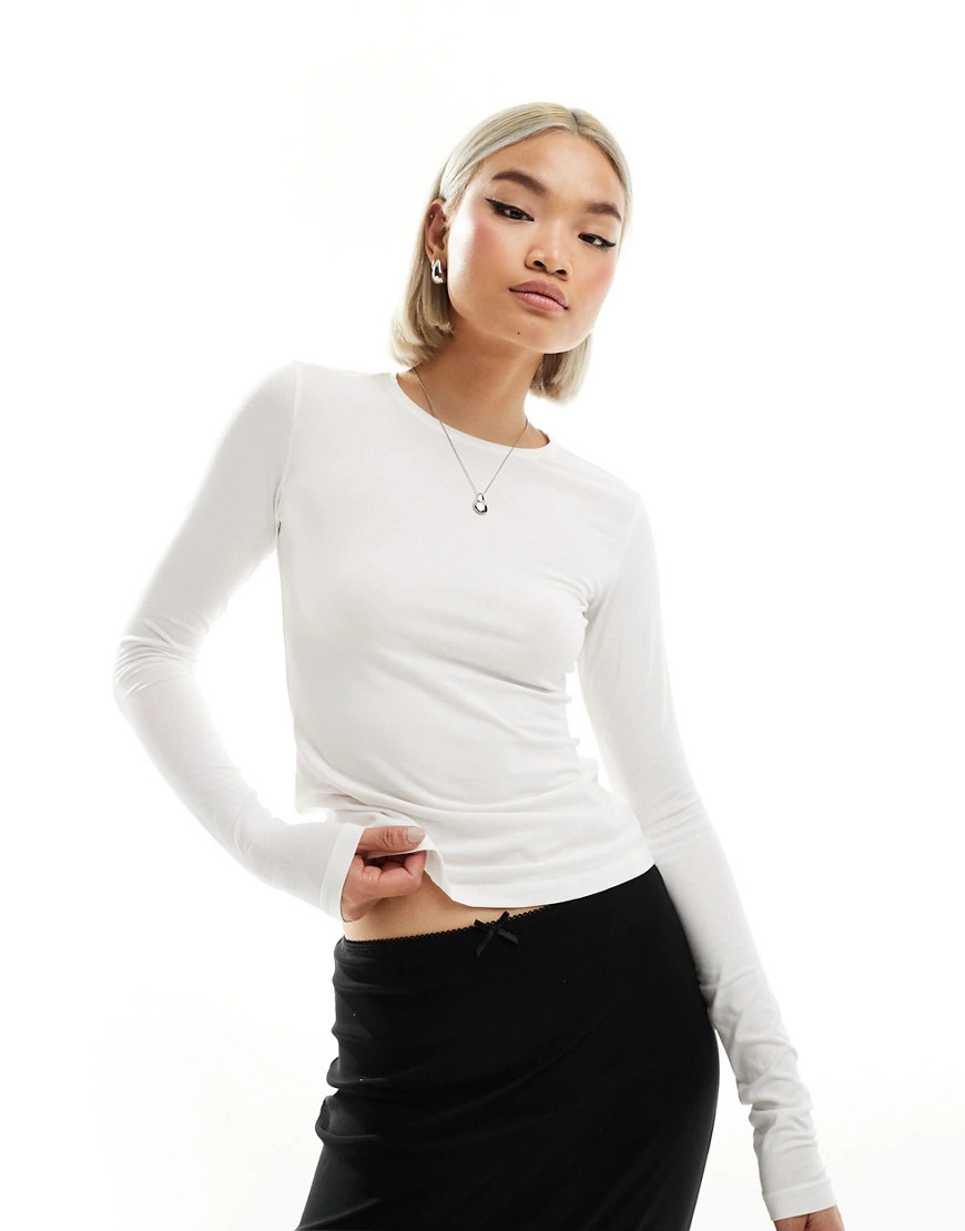 Weekday slim fit long sleeve t-shirt in white | ASOS (Global)