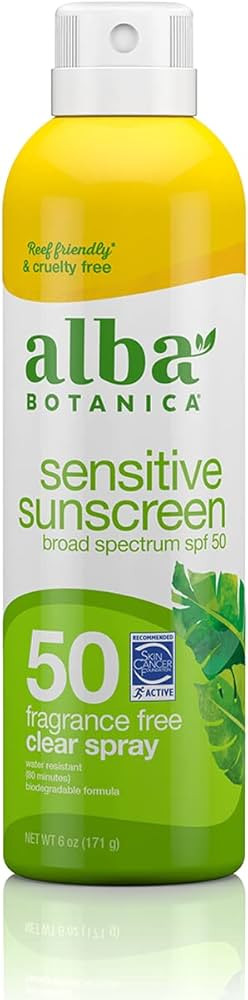 Alba Botanica Sunscreen for Face and Body, Fragrance-Free Sunscreen Spray for Sensitive Skin, Bro... | Amazon (US)