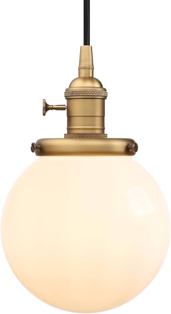 Pathson Milk White Globe Pendant Light with Switch, Vintage Pendant Lighting Lamp with Adjustable... | Amazon (US)