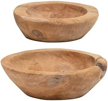 Creative Co-Op Teakwood, Set of 2 (Each One Will Vary) Bowl, Brown, 2 | Amazon (US)