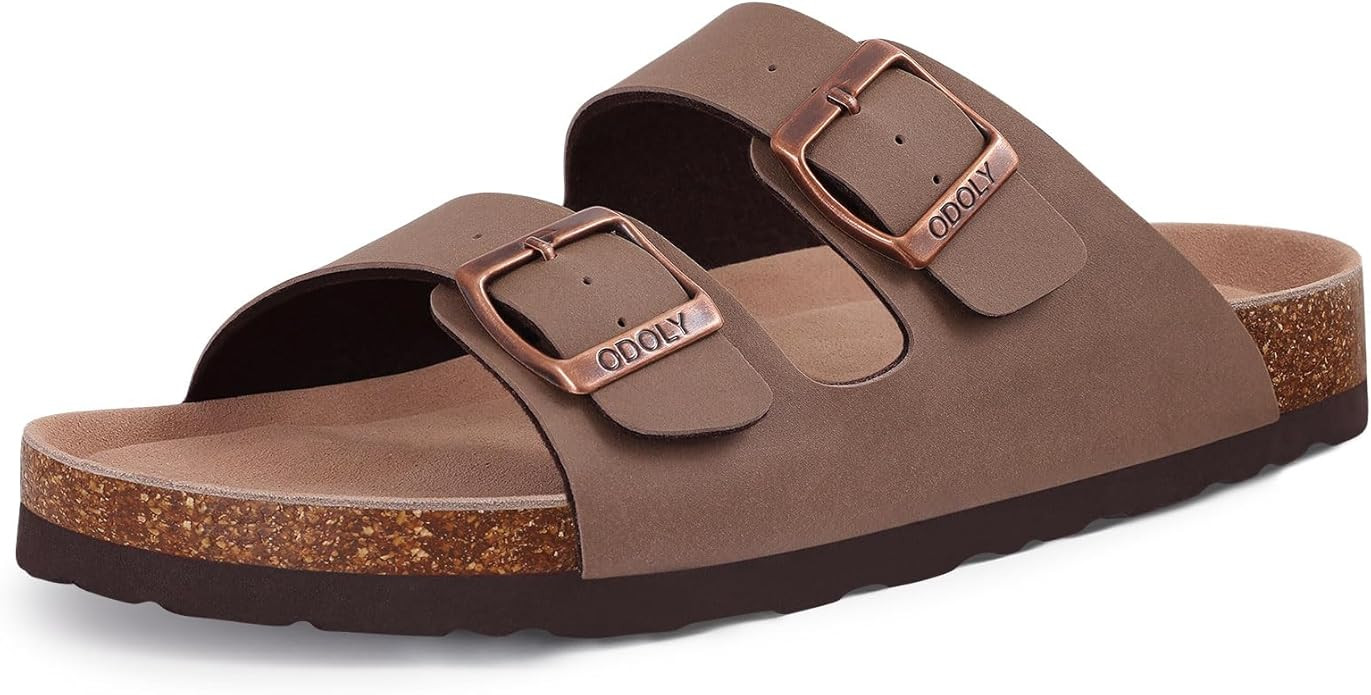 Women's Cork Footbed Slide Sandal, Arch Support Summer Outdoor Sandals with Adjustable Buckle | Amazon (US)