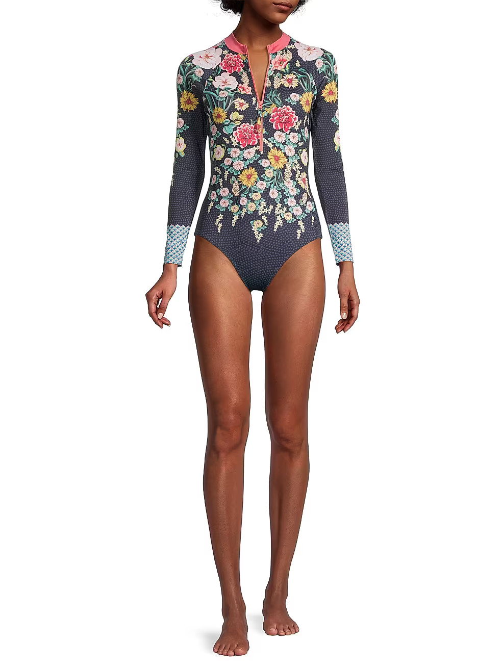 Johnny Was Zip-Front One-Piece Swimsuit | Saks Fifth Avenue