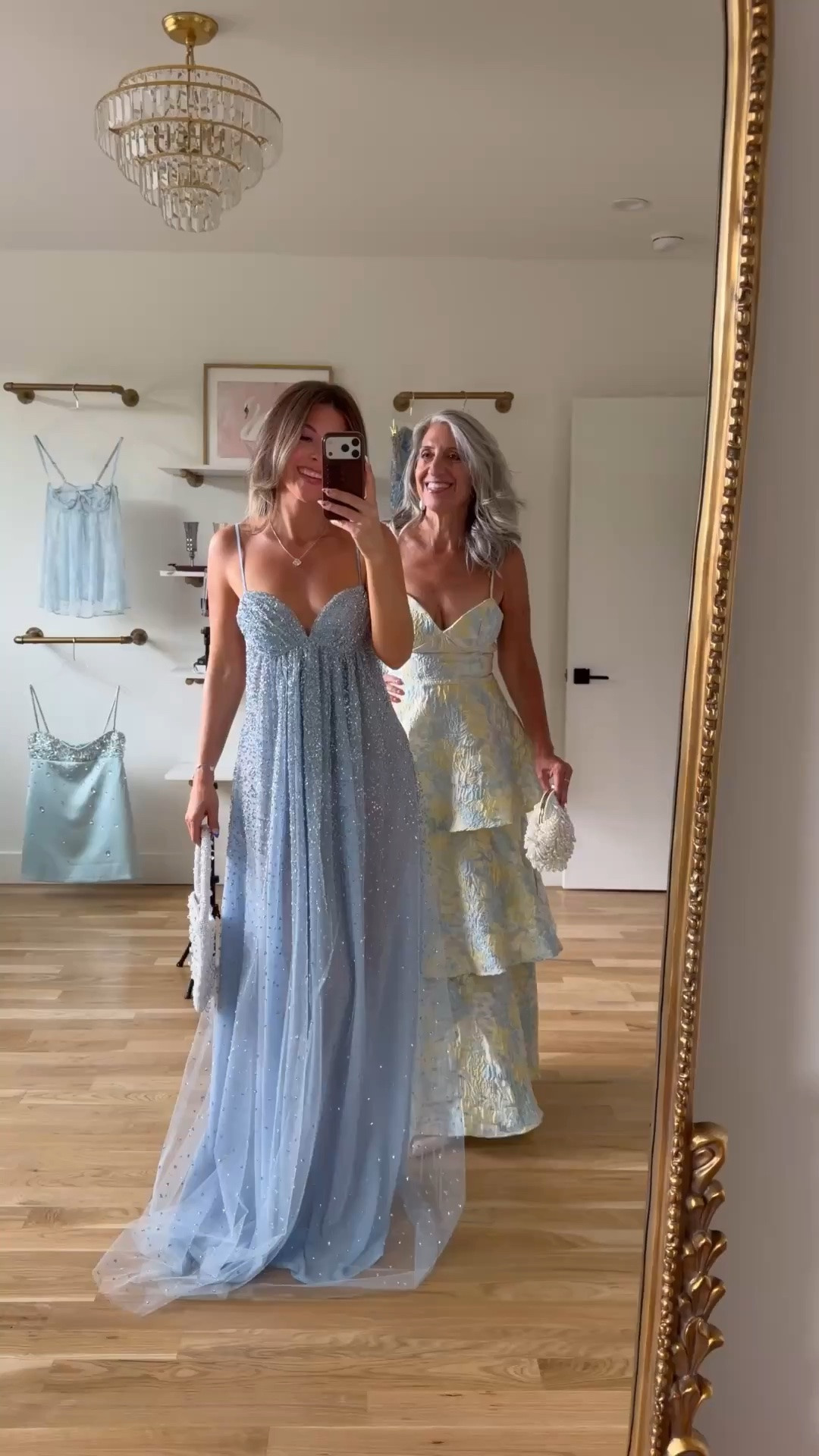 🩵 Mini Me & Me — Wedding Guest and Mother of the Bride Dresses

A powder blue sequin and tulle sweetheart maxi that catches every light beautifully and moves with total ethereal grace all evening long.

A blue and yellow floral brocade tiered mermaid that holds and elongates beautifully with a structured silhouette that photographs with total elegant sophistication from every angle.

Save this for your next invitation and share it with a friend who’s shopping. 💌

Claudia | 5’4½” | 133 | medium or 6
Emerson | 5’4” | 130 | small or 2

Wedding Guest Dress | Fashion over 50 | Mother of the Bride | Mother of the Groom | Black Tie | Formal Gown | Summer Wedding | Dresses to Hide Belly | Special Occasion

#LTKOver40 #LTKWedding #LTKPetite