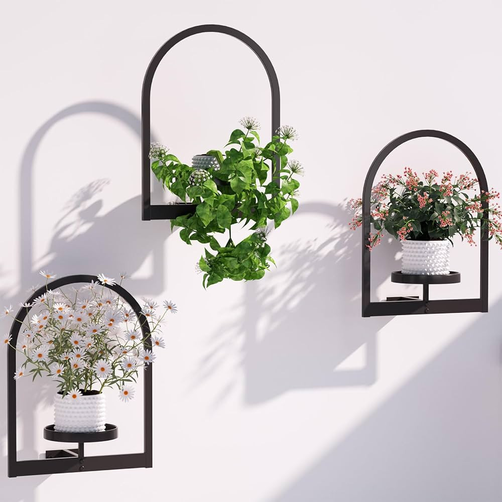 Wall Plant Holder, Wall Planters for Indoor Plants, Wall Mounted Plant Holder for Home Decor, Met... | Amazon (US)
