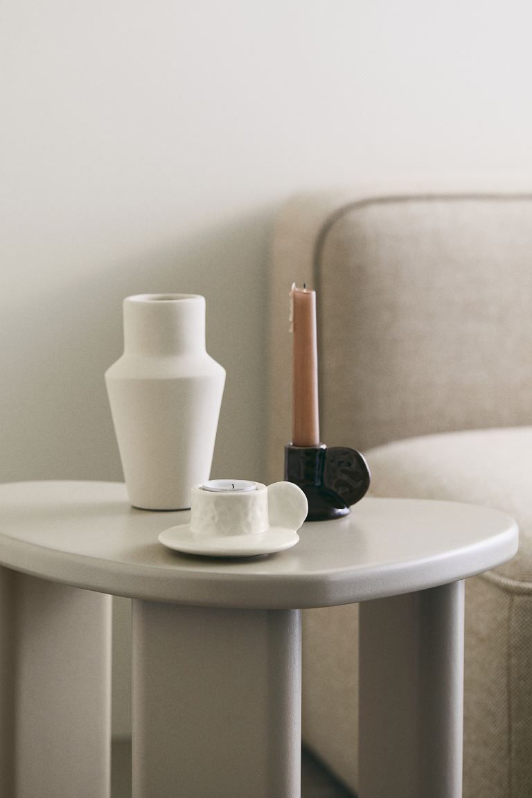 Stoneware Tea Light Holder - White - Home All | H&M US | H&M (US + CA)