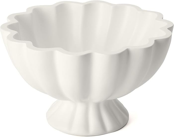 Pedestal Decorative Bowl Home Decor, 8" Footed Ruffle Fruit Bowl | Amazon (US)