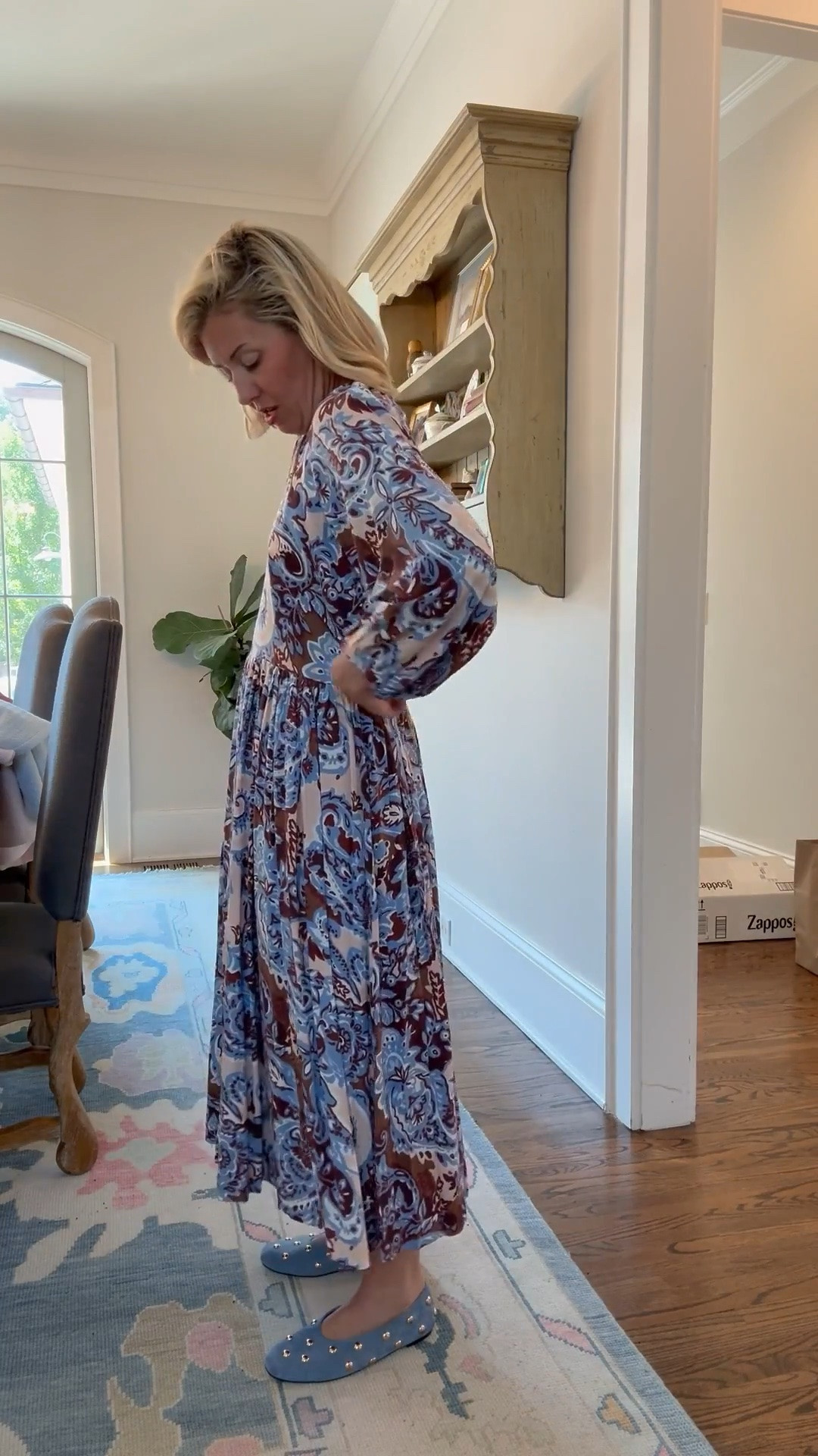 Anything chocolate & blue will always be a yes! Love this throw on and go dress. 
Dress - small 
Flats - 7.5 (sized 1/2 down)

#LTKSeasonal #LTKstorytime #LTKmomlife