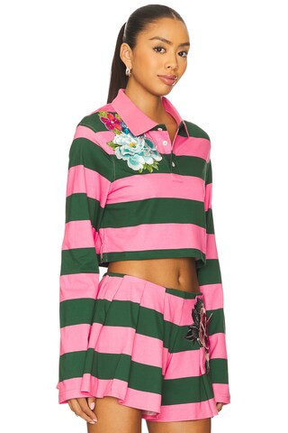 Embroidered Flower Cropped Polo Top
                    
                    AREA | Revolve Clothing (Global)