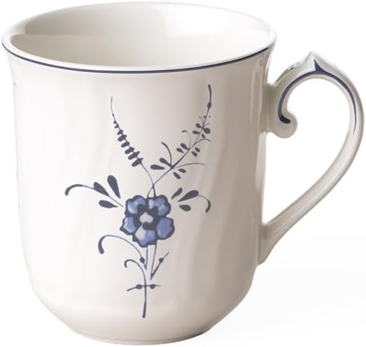 Villeroy & Boch Vieux Luxembourg Mug, 10 oz, Premium Porcelain, White/Blue | Amazon (US)
