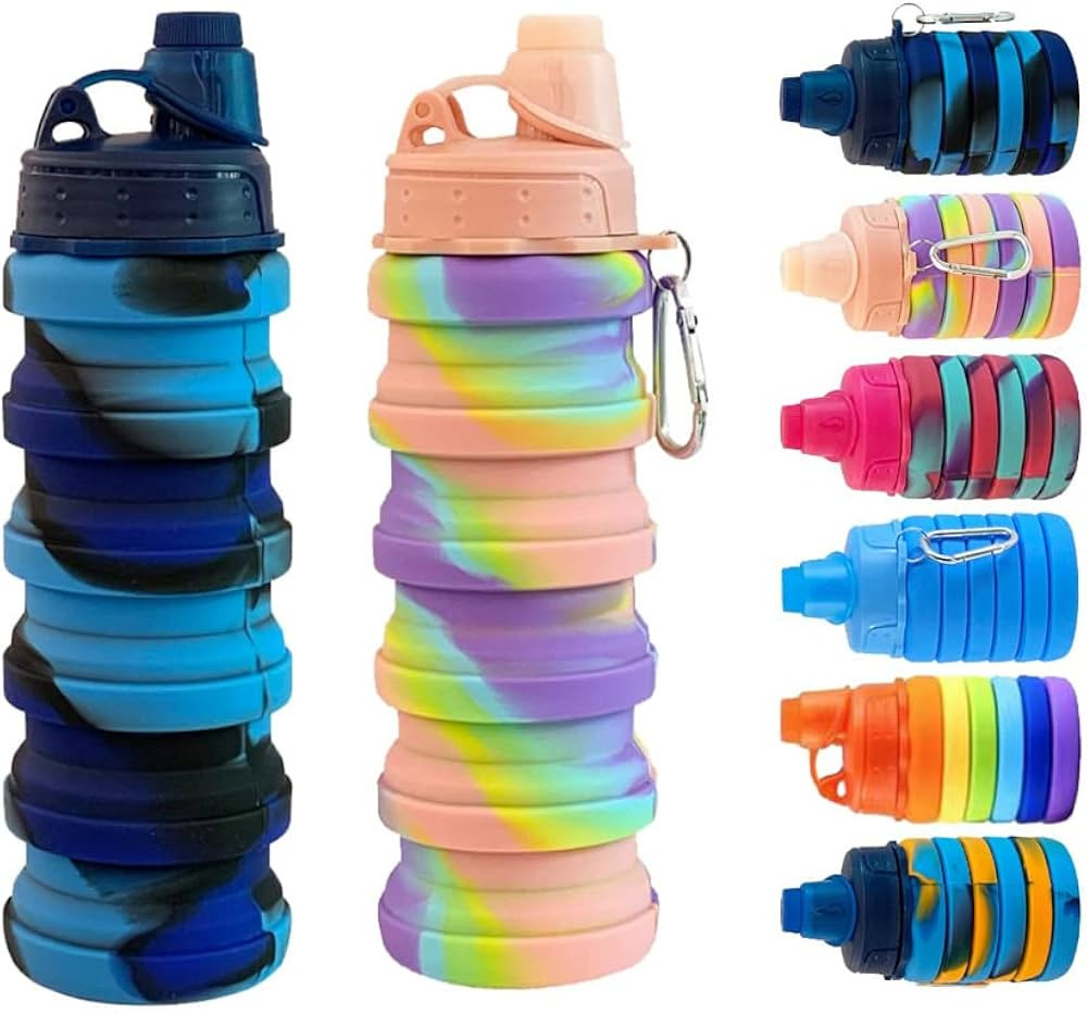 Collapsible Water Bottles 2 pack Travel Water Bottle Portable Hiking Water Bottle with Leak proof... | Amazon (US)