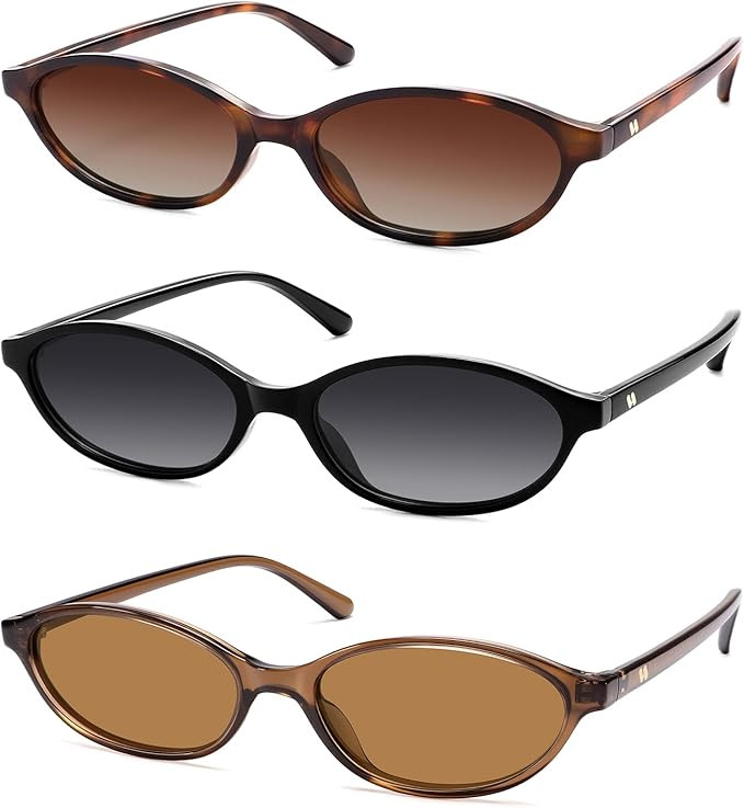 Polarized Retro Oval Sunglasses for Women Men 90s 80s Narrow Cat Eye Sun Glasses Y2K AR82382 | Amazon (US)