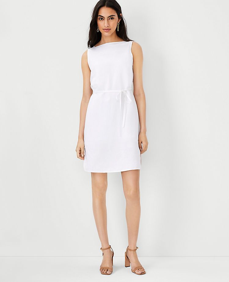 Linen Blend Belted Shift Dress | Ann Taylor (US)